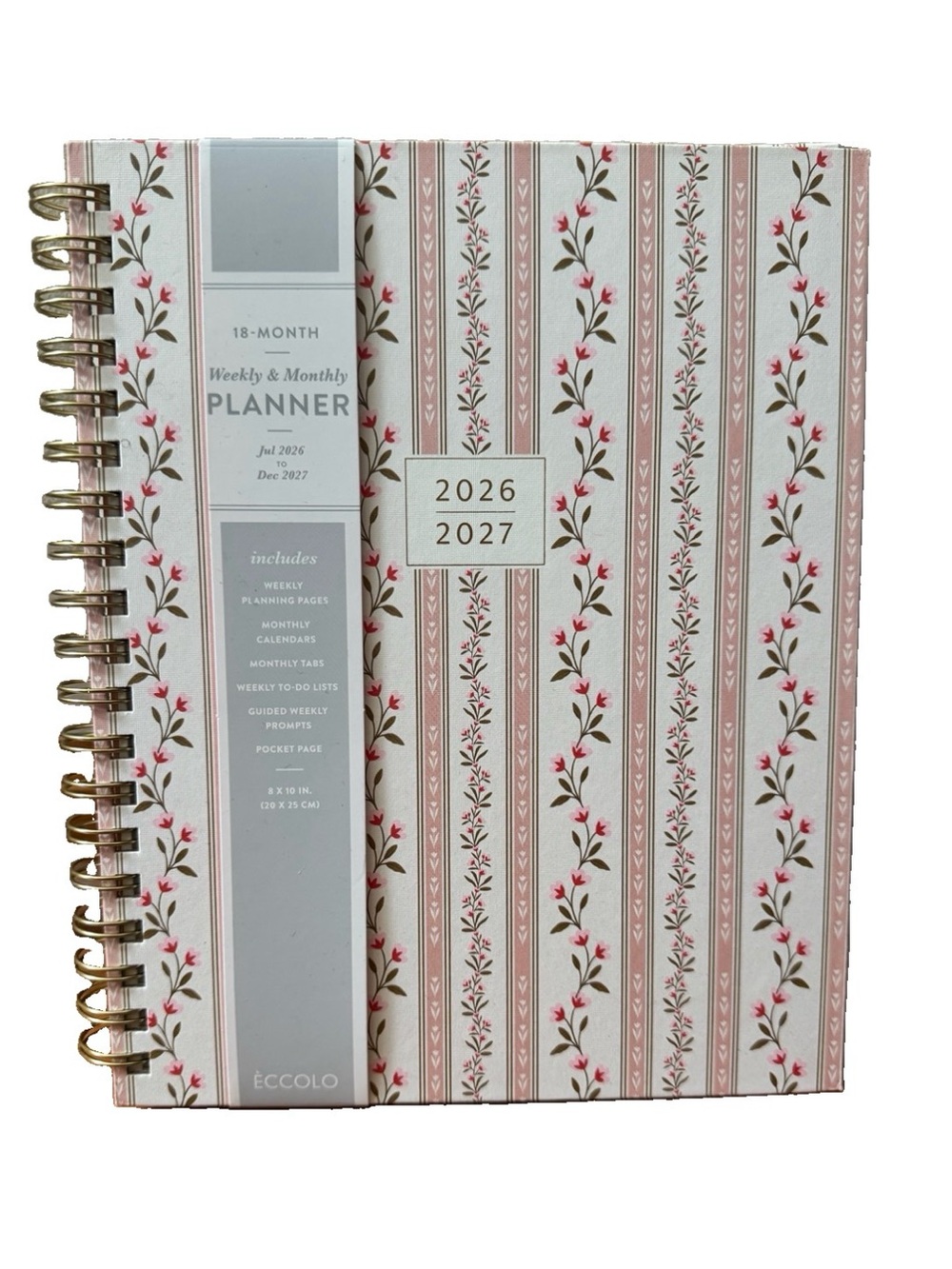 Eccolo Planner 2026- 2027 18-Month Weekly & Monthly Planner Hard Cover 10x8”